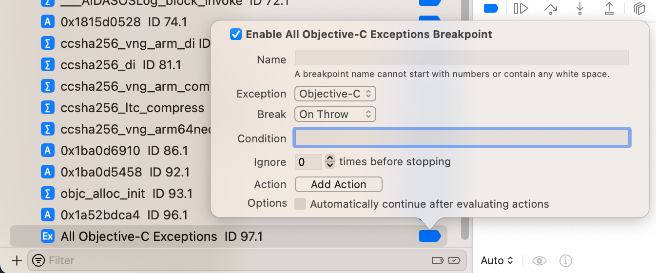 xcode_objc_excepition_br