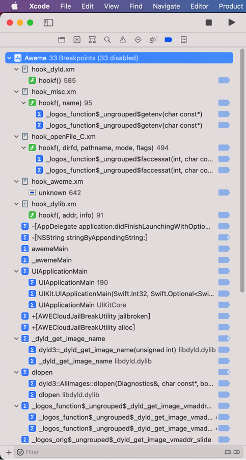 xcode_debug_aweme_dyld