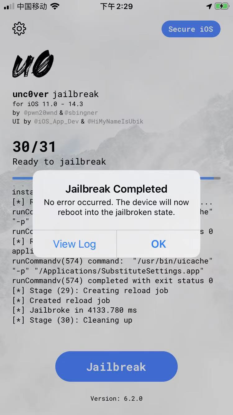 unc0ver_30_31_jailbreak_completed