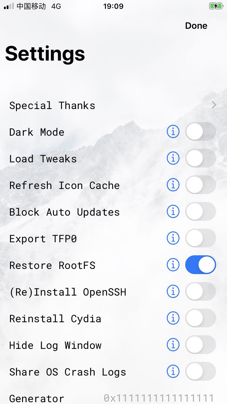 unc0ver_settings_restore_rootfs