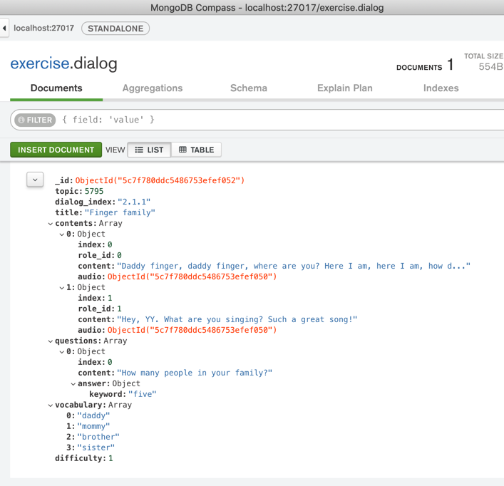 mongodb expand all info